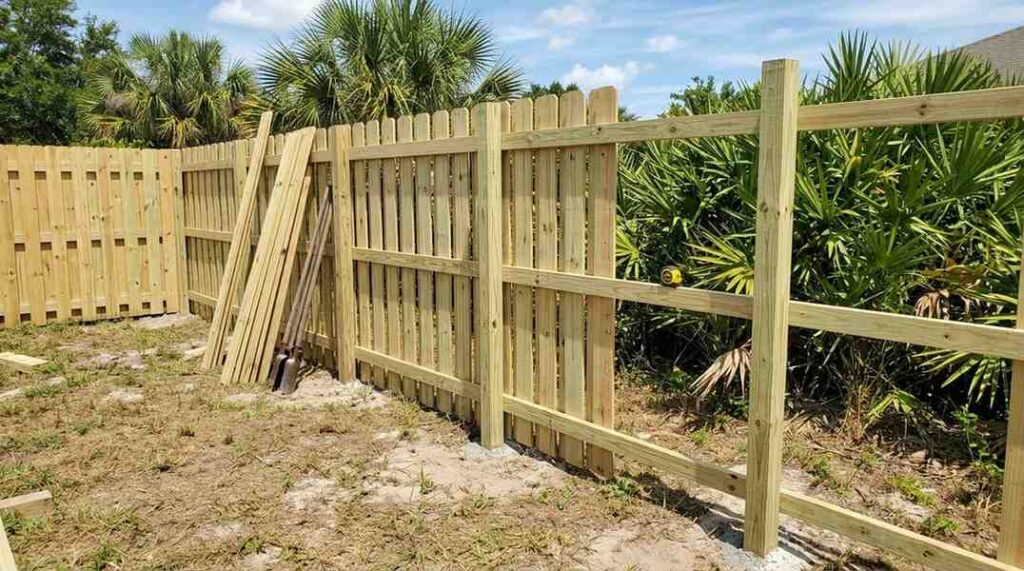 wood fence installation