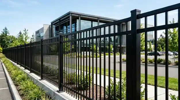 aluminum fence surrounding office