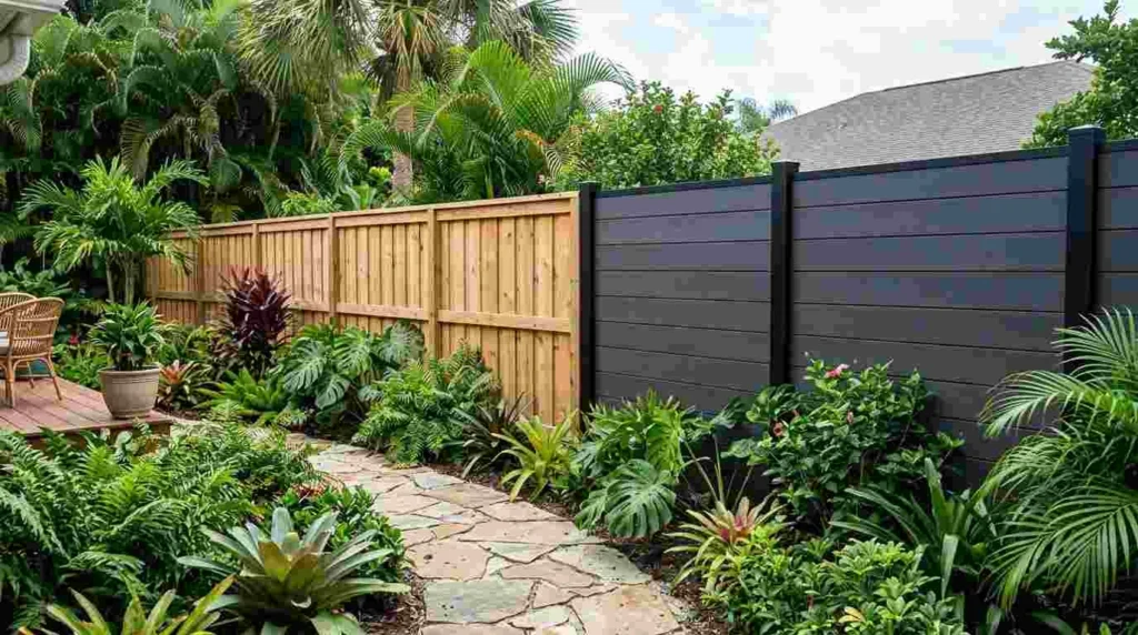 backyard privacy fence setup