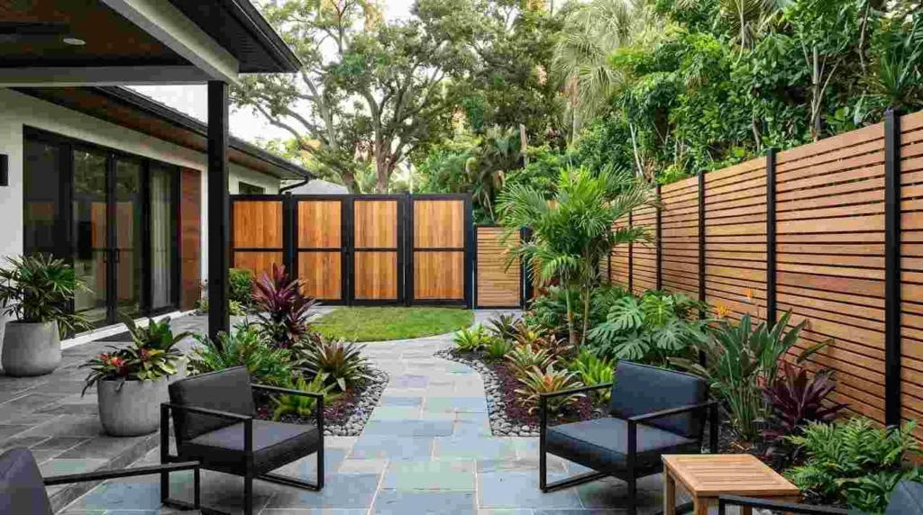 modern backyard privacy fence Florida
