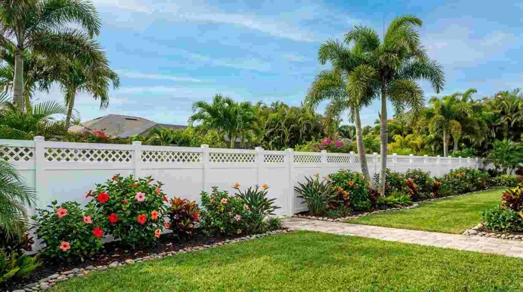 vinyl privacy fence in yard